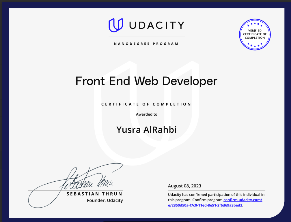 Udacity Front-End certificate